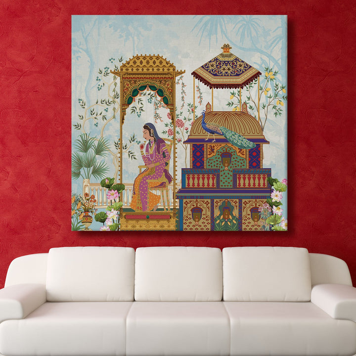 Mughal Indian Wall Art Canvas Painting For Living Room Wall Decoration