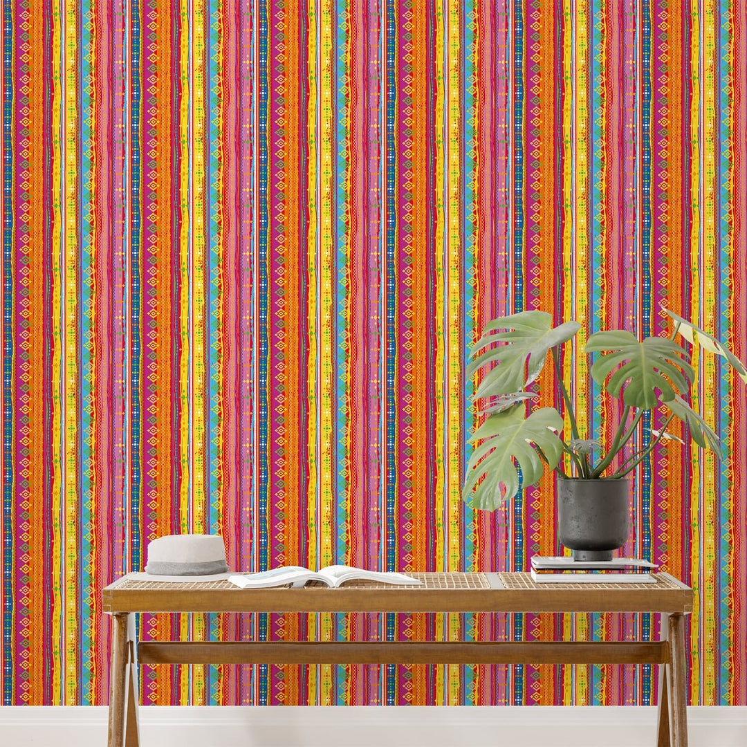 Multicolor Boho Wallpaper for living room Decoration.