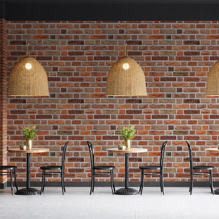 Multicolor Brick Pattern Wallpaper for Hotel and Café Wall Decoration