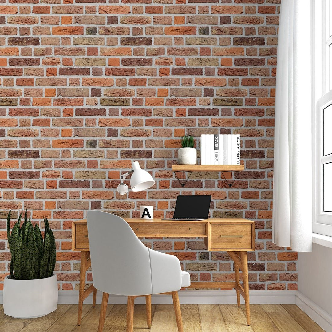 Multicolor Brick Pattern Wallpaper for Hotel and Café Wall Decoration