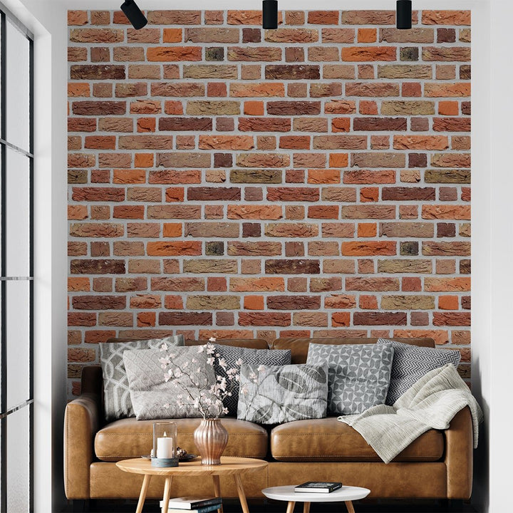 Multicolor Brick Pattern Wallpaper for Hotel and Café Wall Decoration