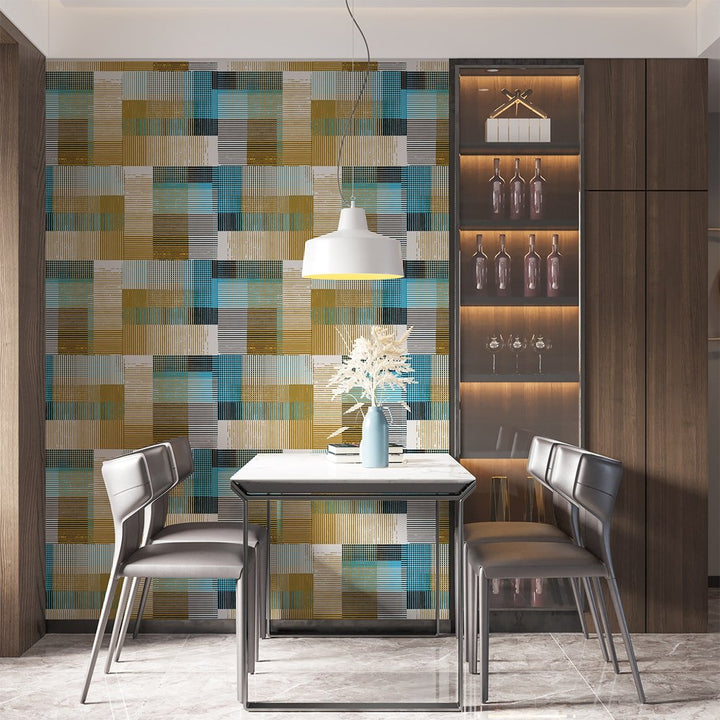 Multicolor Square Abstract Rustic Wallpaper For Home Decor