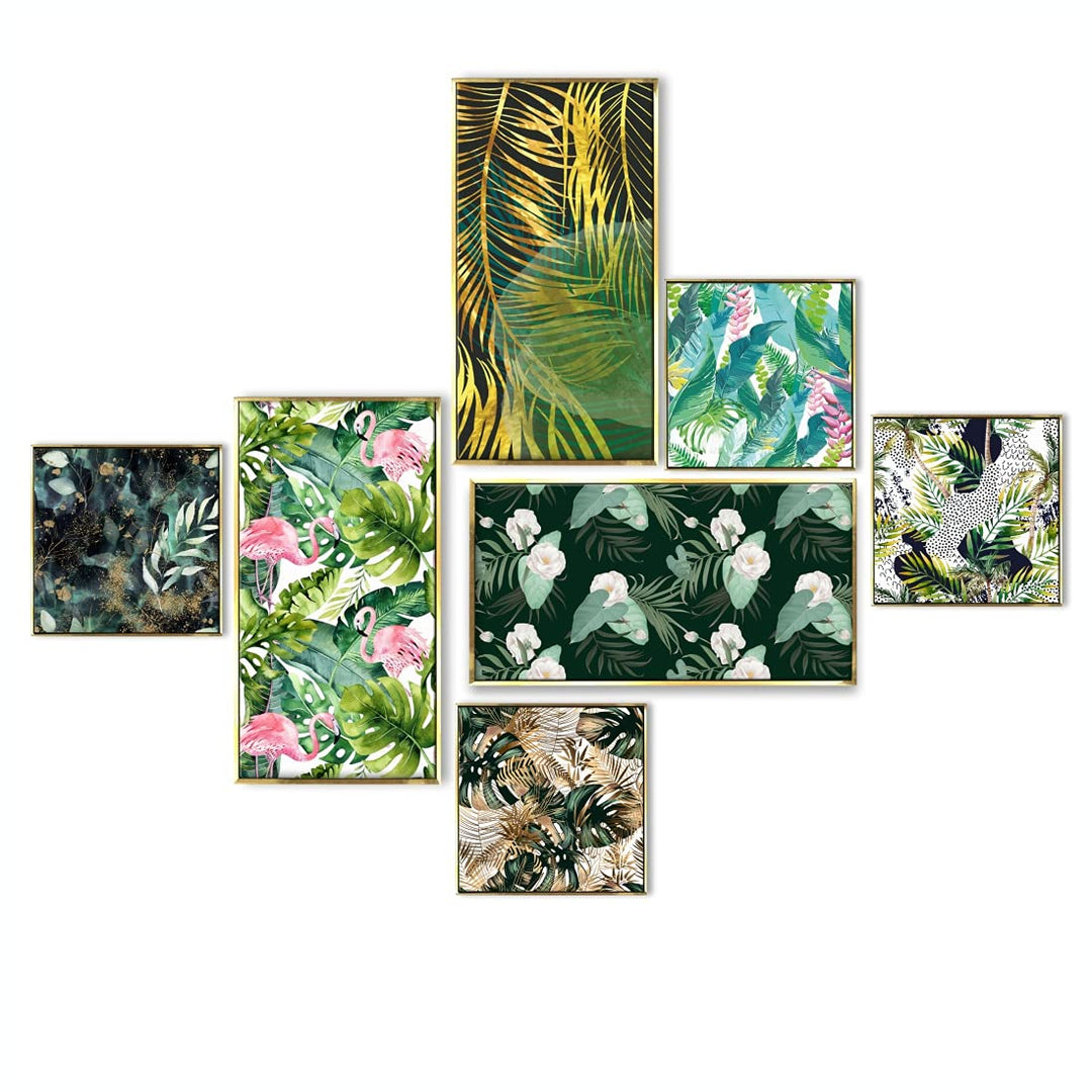 Nature Canvas Floating Frame Collage Painting for Home and Office Wall Decoration