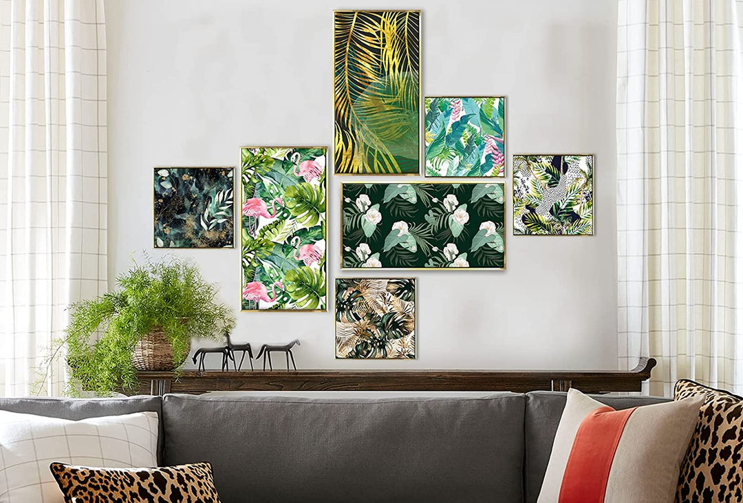 Nature Canvas Floating Frame Collage Painting for Home and Office Wall Decoration