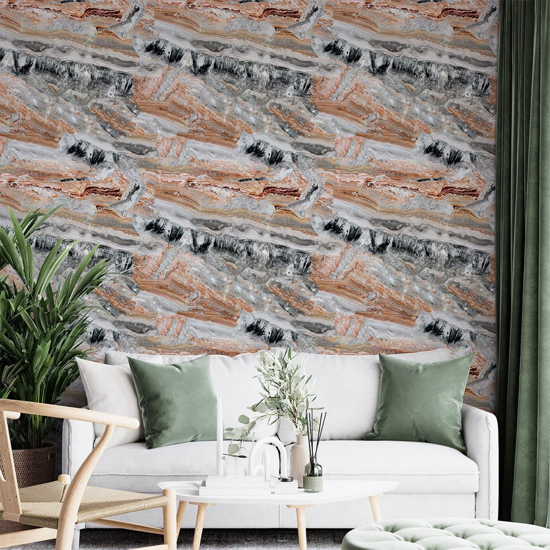 Orange and Grey Stone Wallpaper for Home and Office Wall Decoration