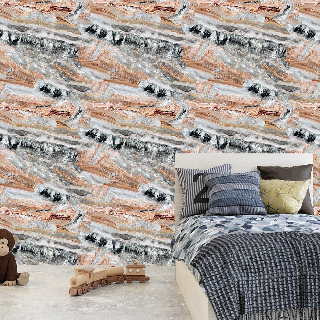 Orange and Grey Stone Wallpaper for Home and Office Wall Decoration