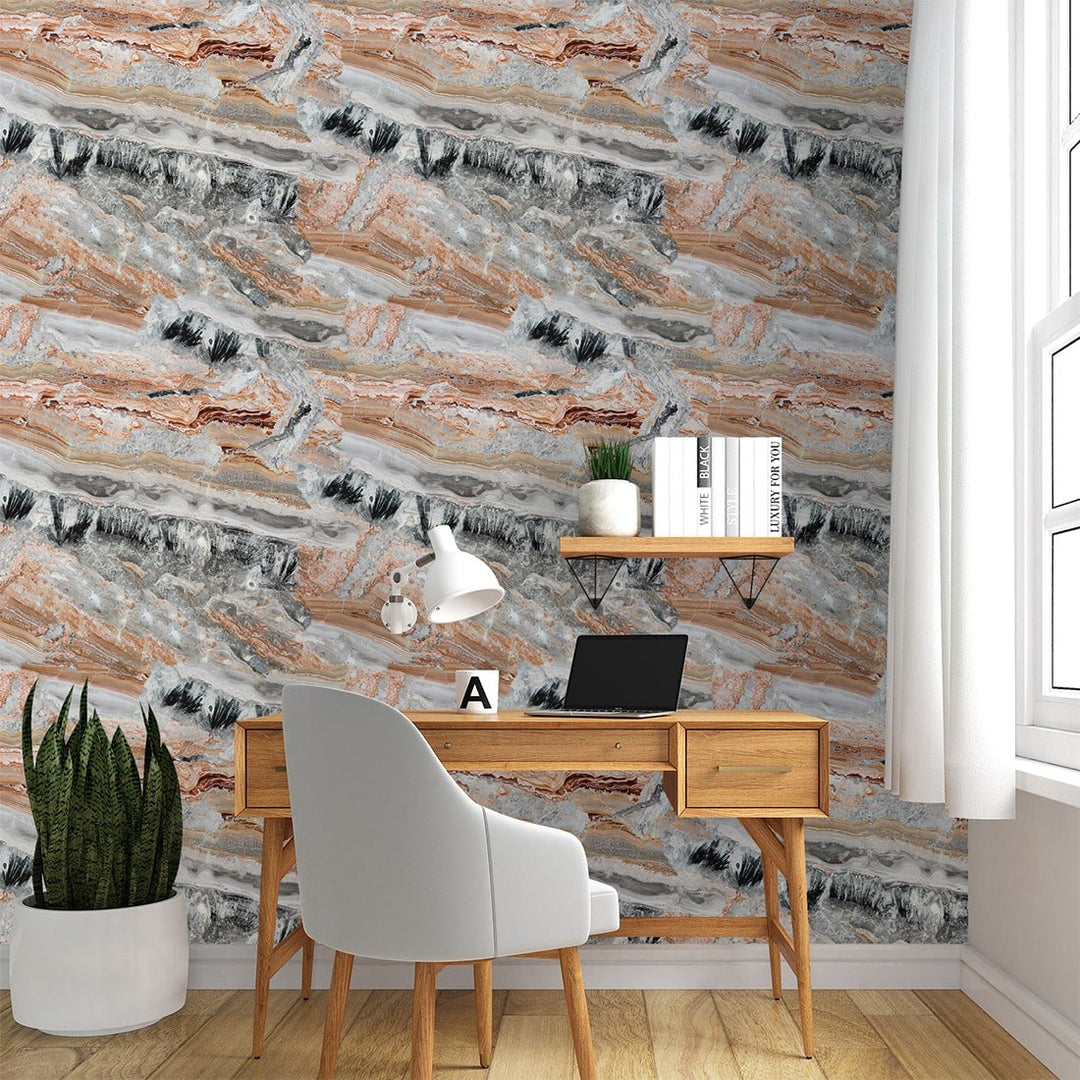 Orange and Grey Stone Wallpaper for Home and Office Wall Decoration