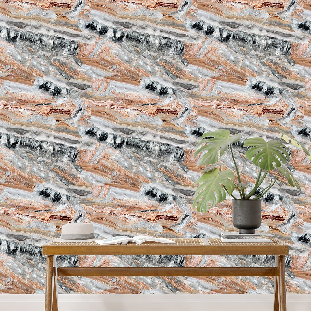 Orange and Grey Stone Wallpaper for Home and Office Wall Decoration