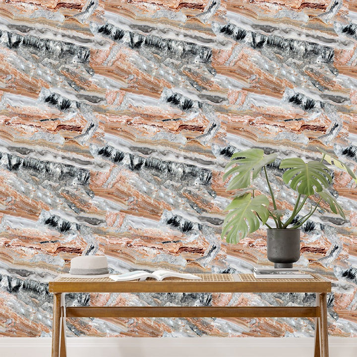 Orange and Grey Stone Wallpaper for Home and Office Wall Decoration