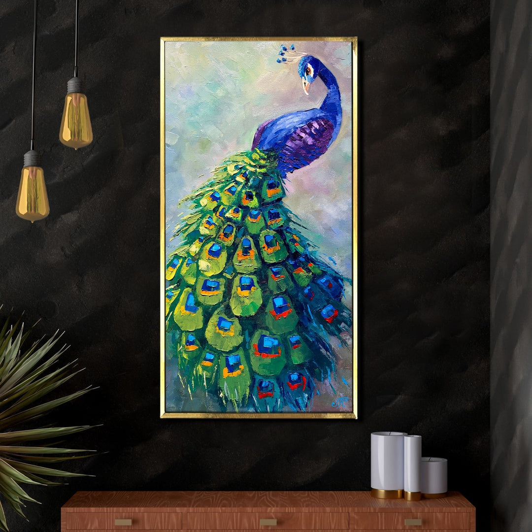 Peacock Vastu Canvas Painting Framed For Bedroom Wall Decoration