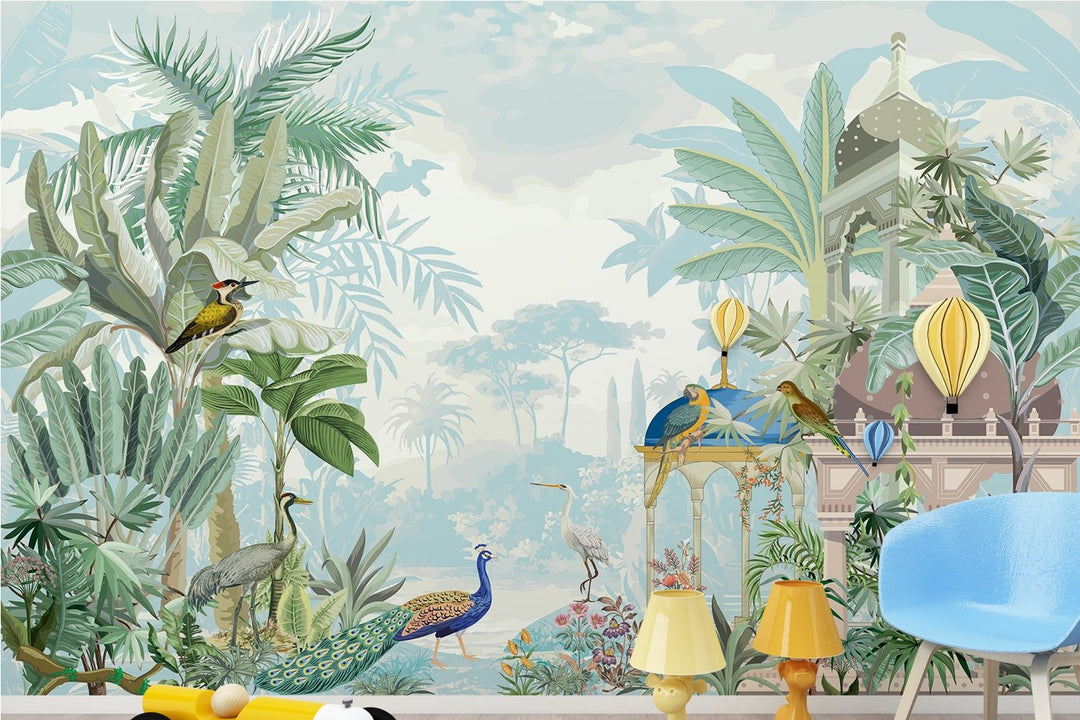 Persian Garden Mural Dollhouse Miniature Wallpaper for Kids Room Decoration