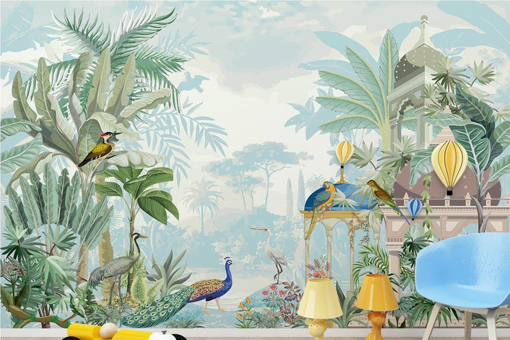 Persian Garden Mural Dollhouse Miniature Wallpaper for Kids Room Decoration