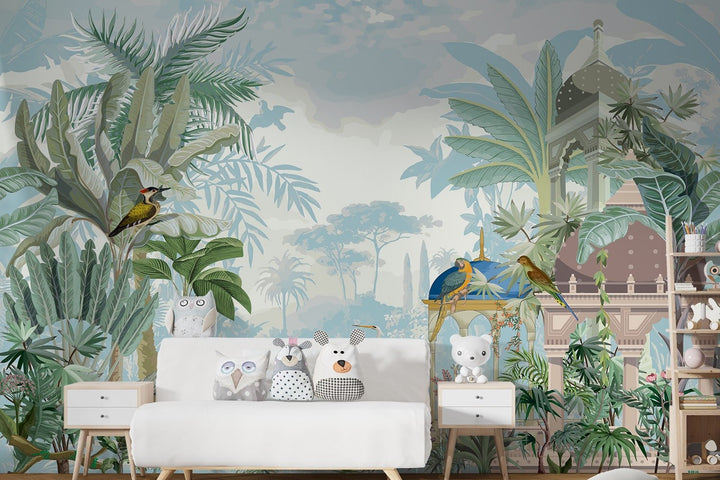 Persian Garden Mural Dollhouse Miniature Wallpaper for Kids Room Decoration