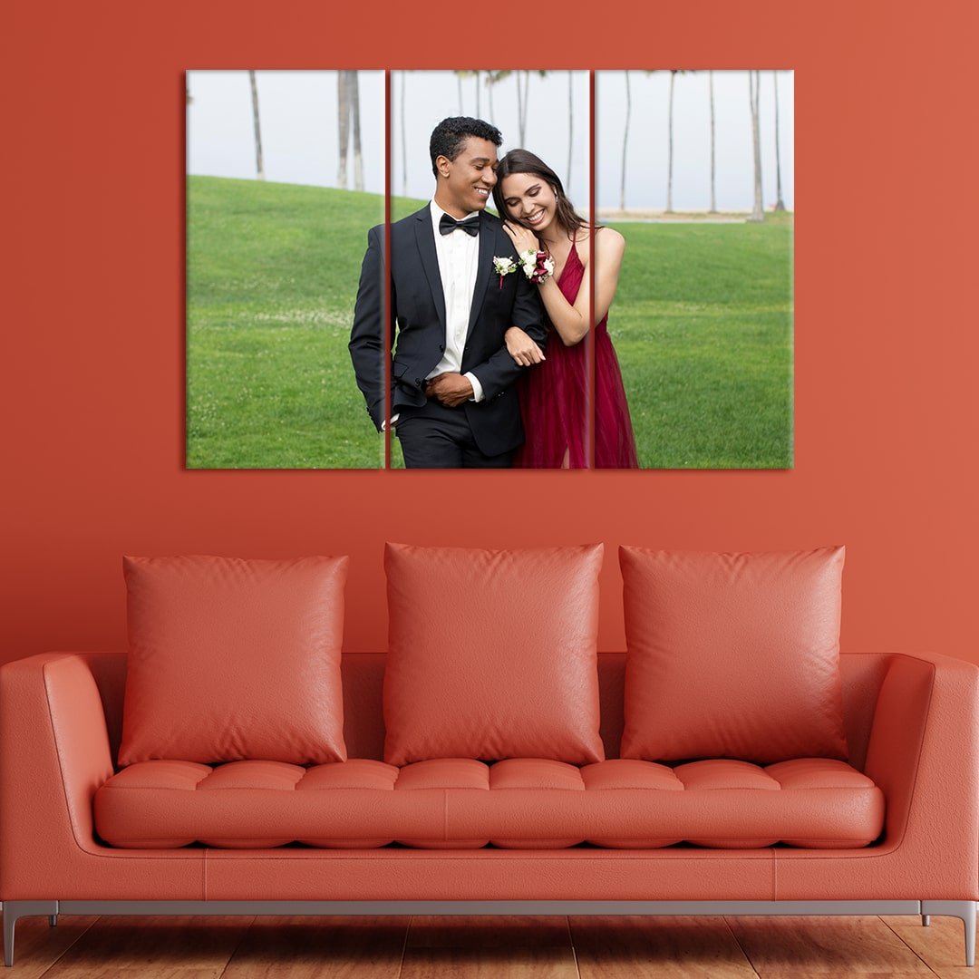 Personalised 3 Panel Canvas Split Wall Art Framed for Bedroom Wall Decoration