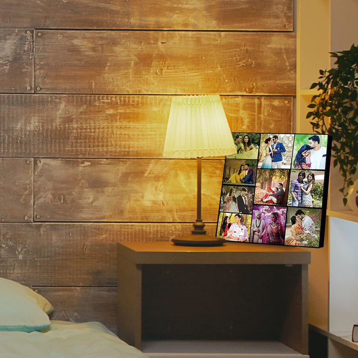 Personalized 10 Photo Grid Collage Framed On Canvas Customizable Gift for Special Occasions