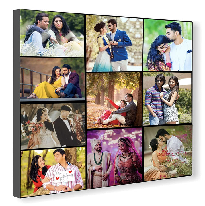 Personalized 10 Photo Grid Collage Framed On Canvas Customizable Gift for Special Occasions