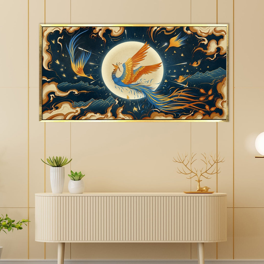 Phoenix Vastu Canvas Painting Framed For Home and Office Wall Decoration