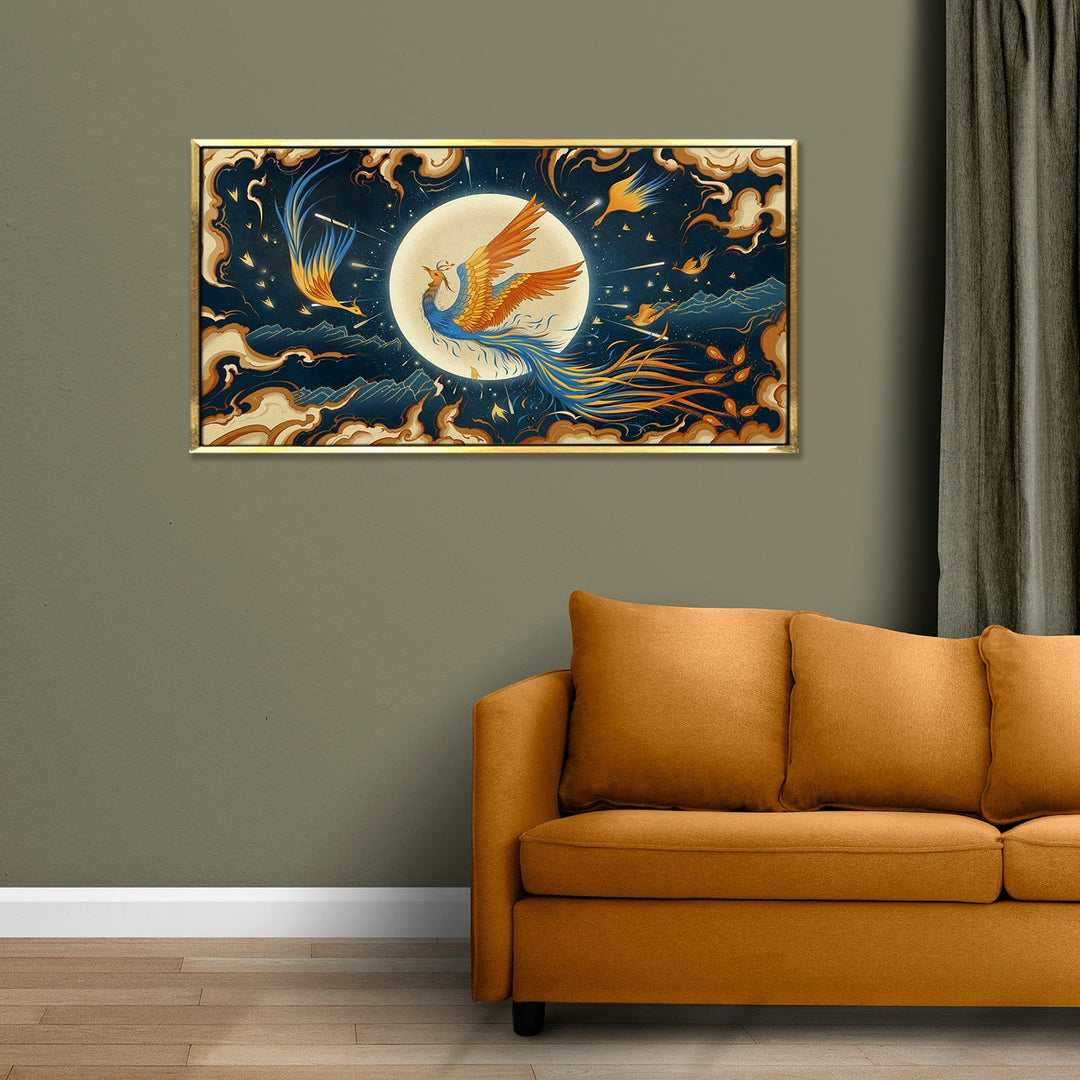 Phoenix Vastu Canvas Painting Framed For Home and Office Wall Decoration