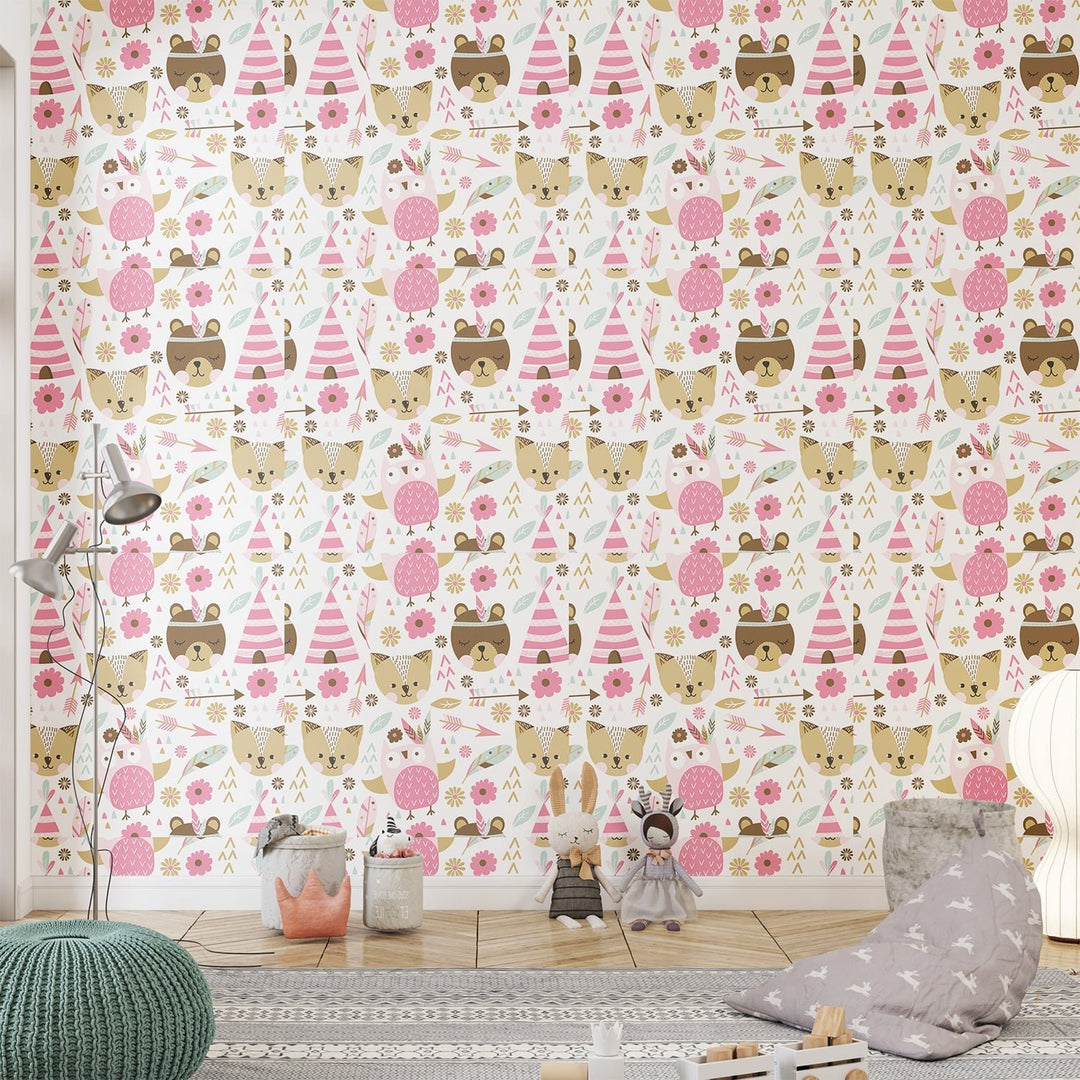 Pink Pet Park Cats Children's room home decor wall paper