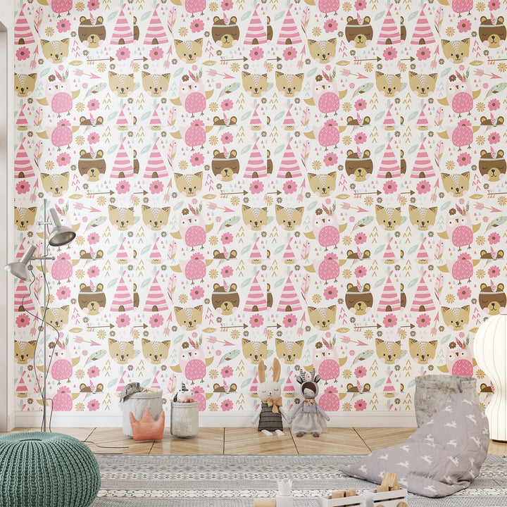 Pink Pet Park Cats Children's room home decor wall paper