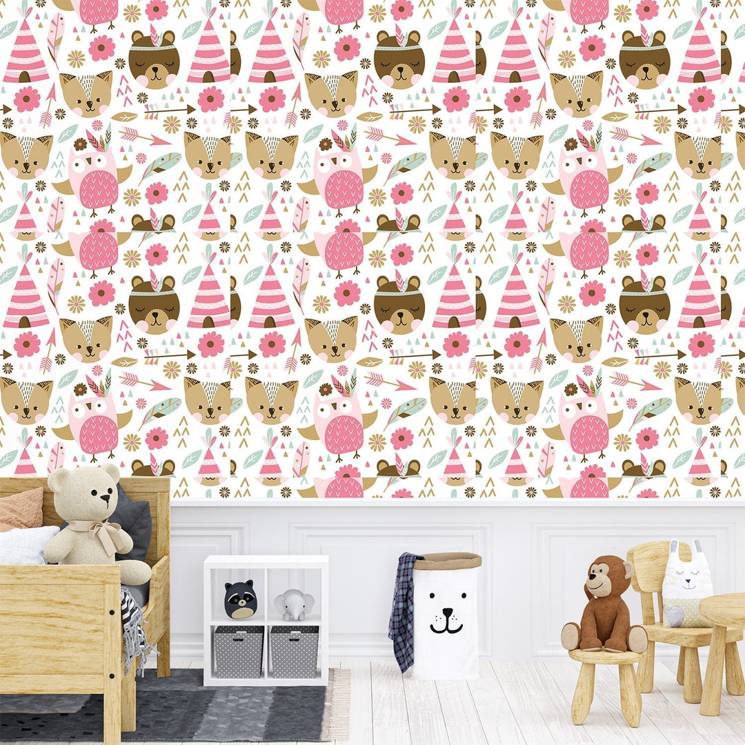 Pink Pet Park Cats Children's room home decor wall paper