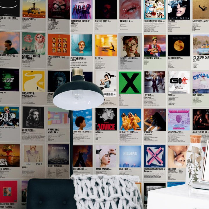 Posters Set of 120 Small Wall Poster Set Wall Collage for Home Decoration Office Decor Size 6 in x 4 inch (MINIMALISTIC ALBUM COVER MUSIC)