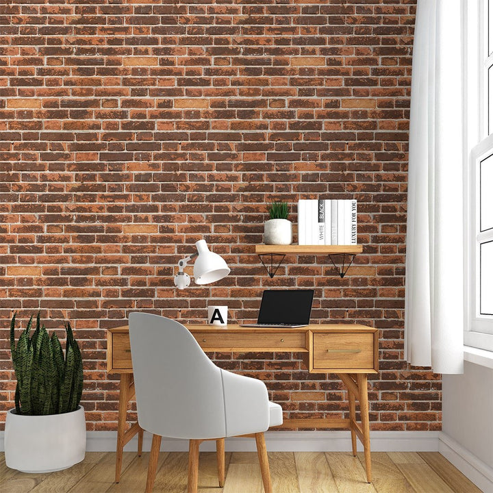 Red and Black color Old Brick Wallpaper for Living rooms decoration