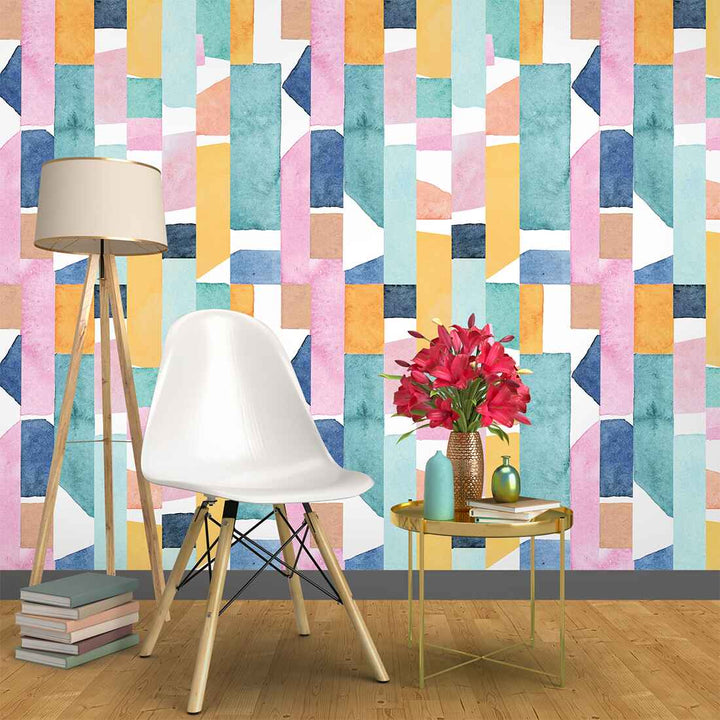Retro Geometric pattern watercolor Wallpaper For living Rooms Wall Decoration
