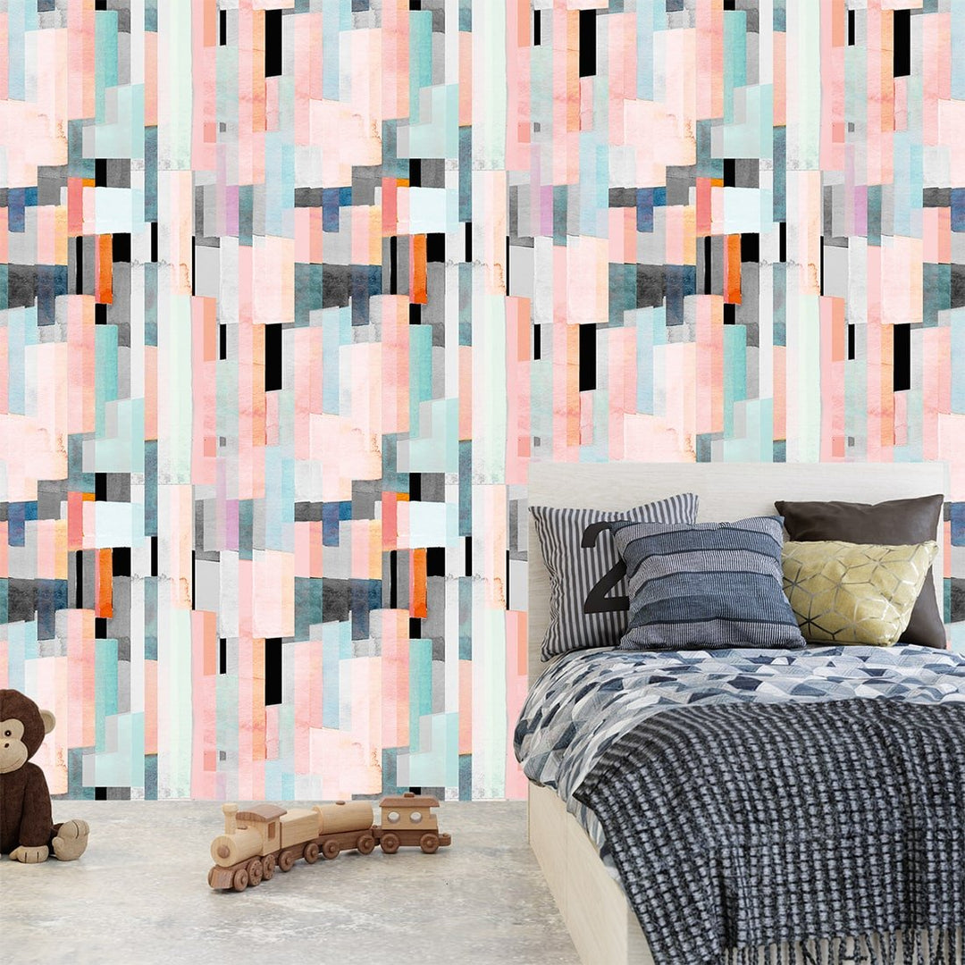 Retro Pastel Multicolor abstract wallpaper Living Rooms