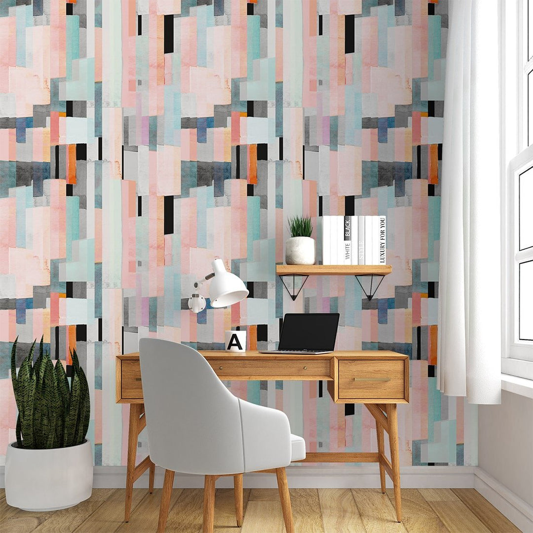 Retro Pastel Multicolor abstract wallpaper Living Rooms