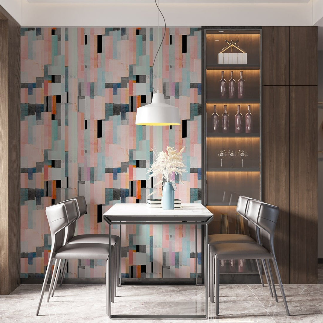 Retro Pastel Multicolor abstract wallpaper Living Rooms