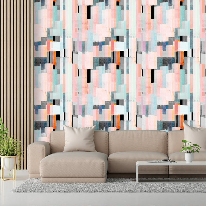 Retro Pastel Multicolor abstract wallpaper Living Rooms