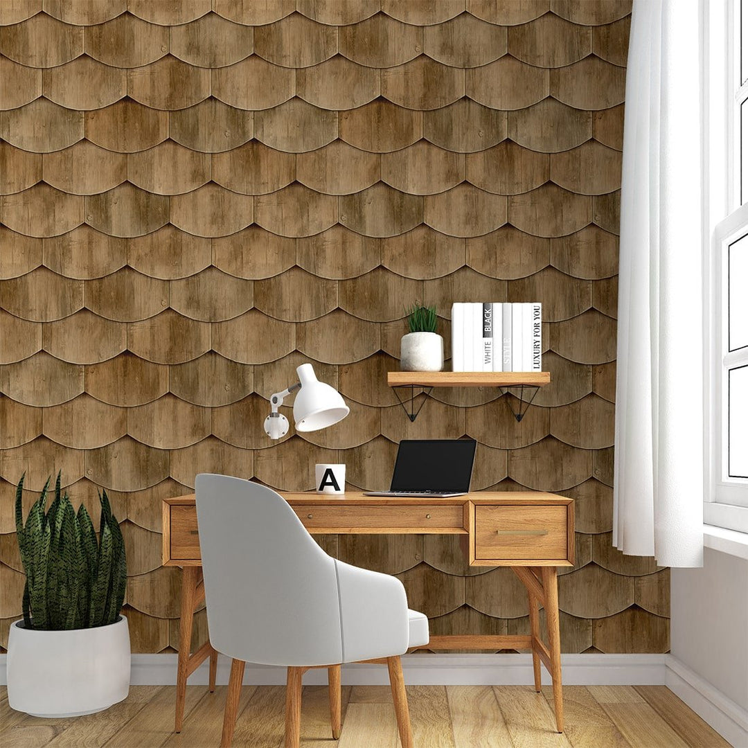 Roof texture Luxury brown Wood wallpaper for Home and Café Wall Decoration