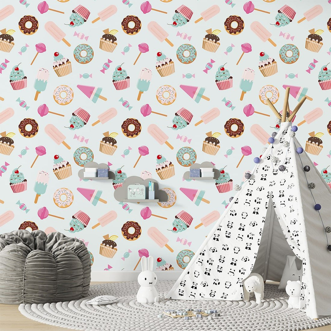 Self Adhesive Cake And ice-cream background kid's wallpaper