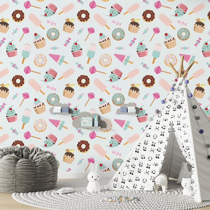 Self Adhesive Cake And ice-cream background kid's wallpaper