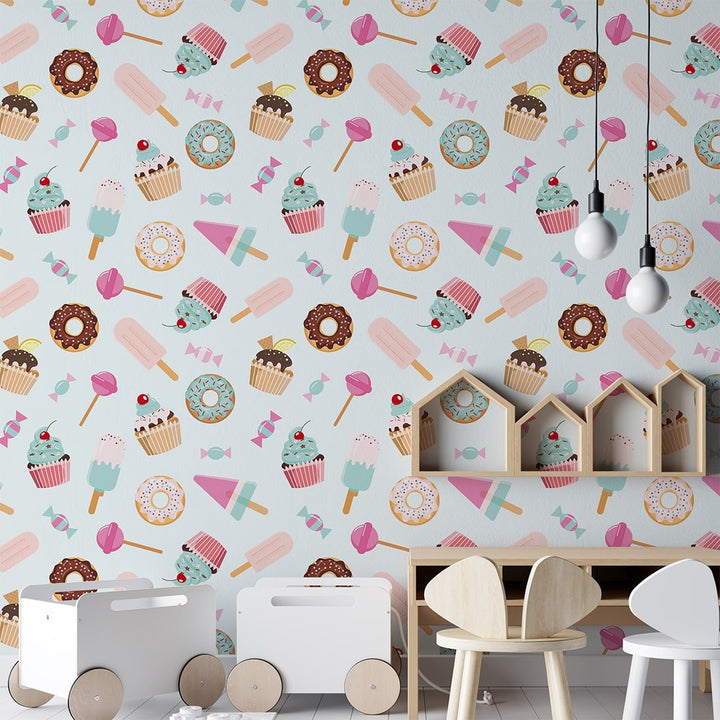 Self Adhesive Cake And ice-cream background kid's wallpaper