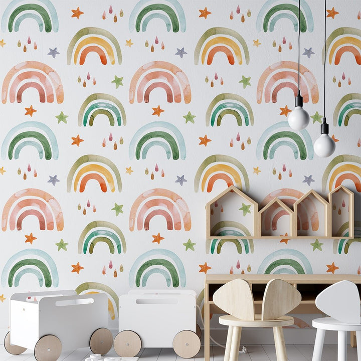Self Adhesive Rainbows Wallpaper For Kids bedroom