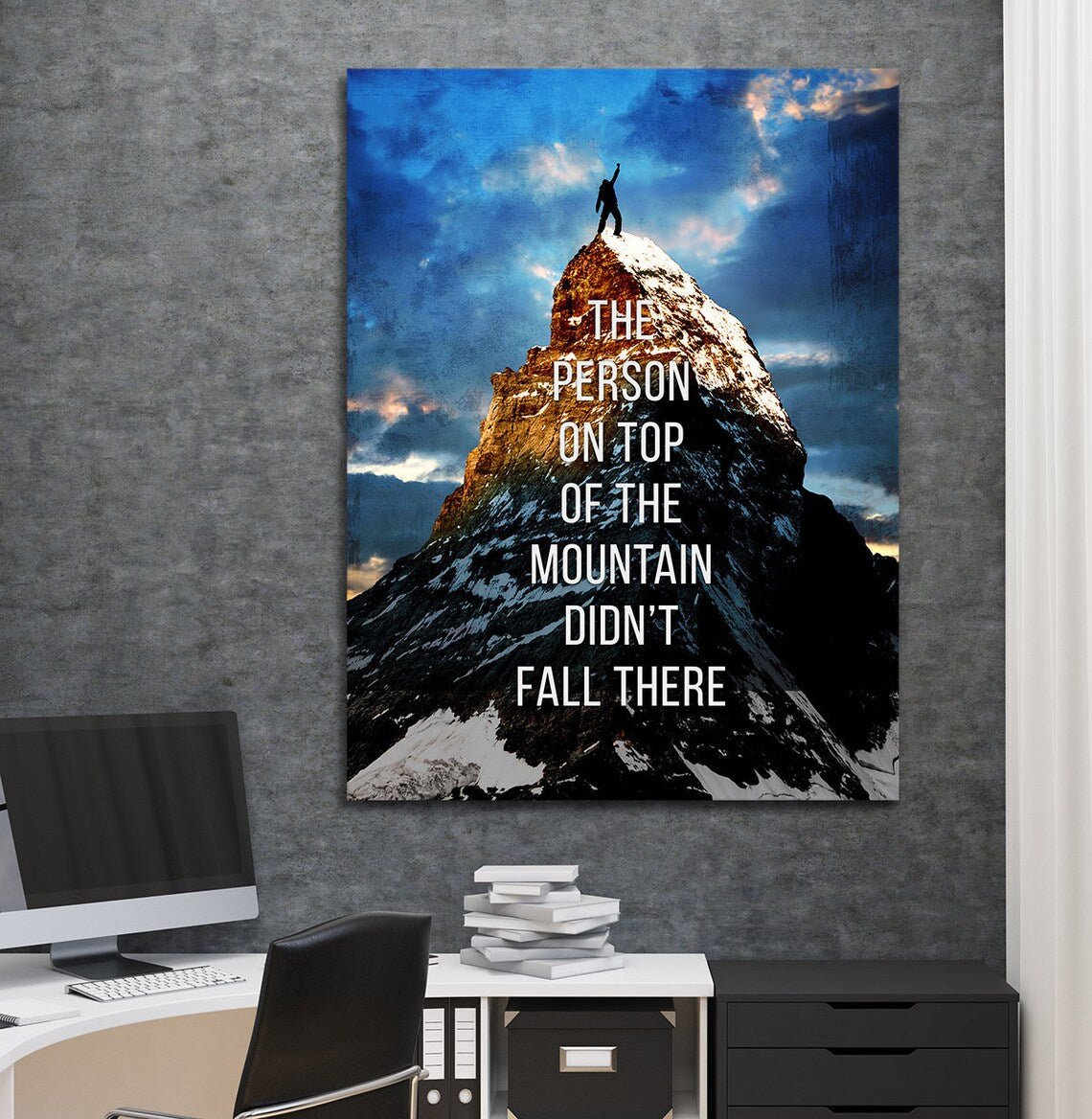 Top of The Mountain Inspirational Canvas Framed Posters With Motivatio ...