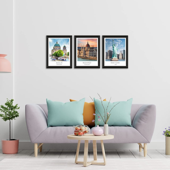 Travel Theme Wall Decor Framed Paintings for Living Room and Office wall Decoration.