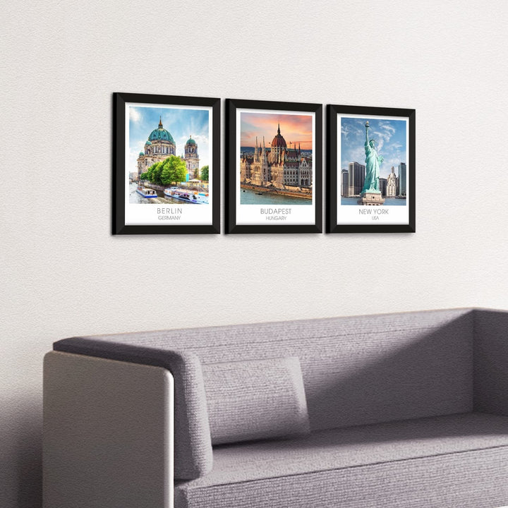 Travel Theme Wall Decor Framed Paintings for Living Room and Office wall Decoration.