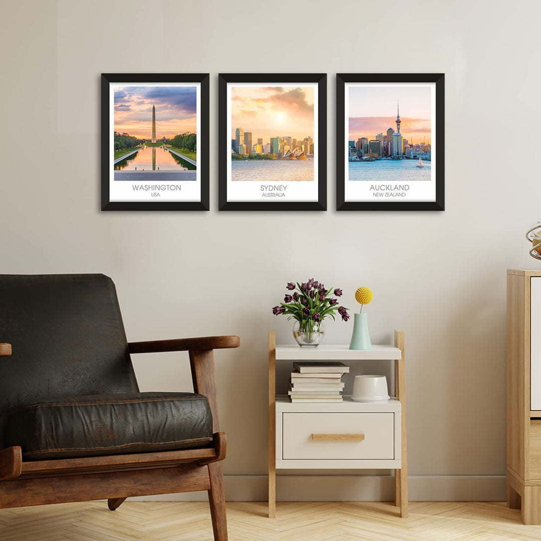 Travel-Themed Framed Paintings for Home & Office Wall Decoration (11x14 inches)