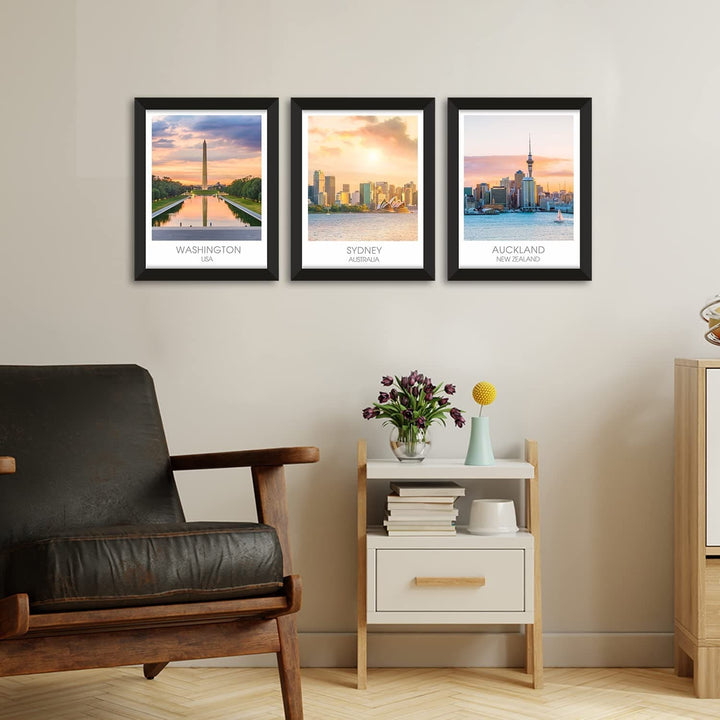 Travel-Themed Framed Paintings for Home & Office Wall Decoration (11x14 inches)