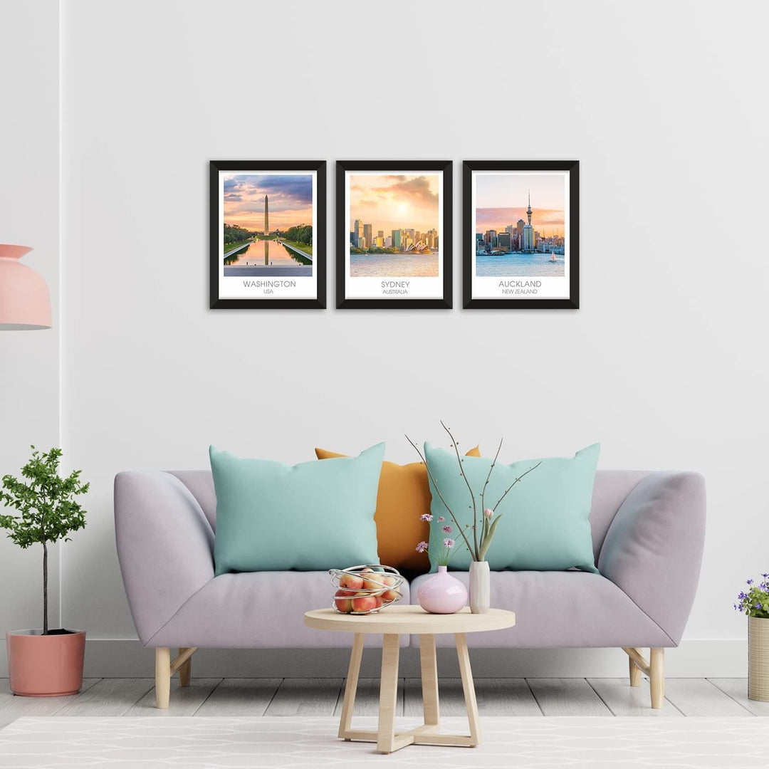 Travel-Themed Framed Paintings for Home & Office Wall Decoration (11x14 inches)