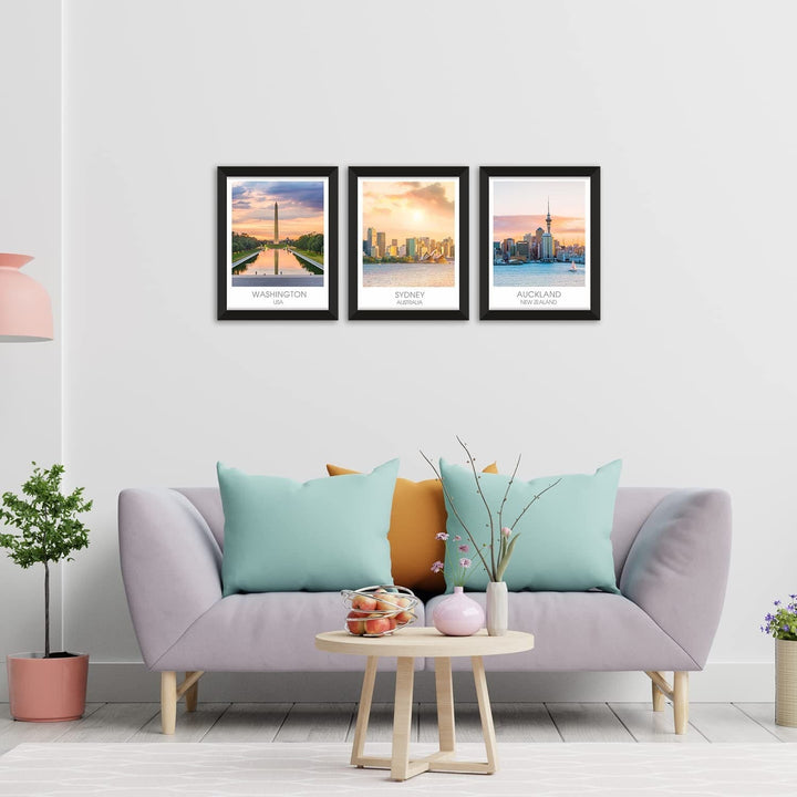 Travel-Themed Framed Paintings for Home & Office Wall Decoration (11x14 inches)