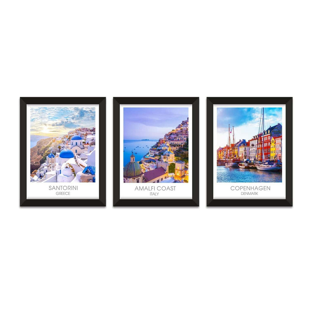 Travel Wall Decor Poster Framed Paintings for Living Room and Office Wall Decoration.