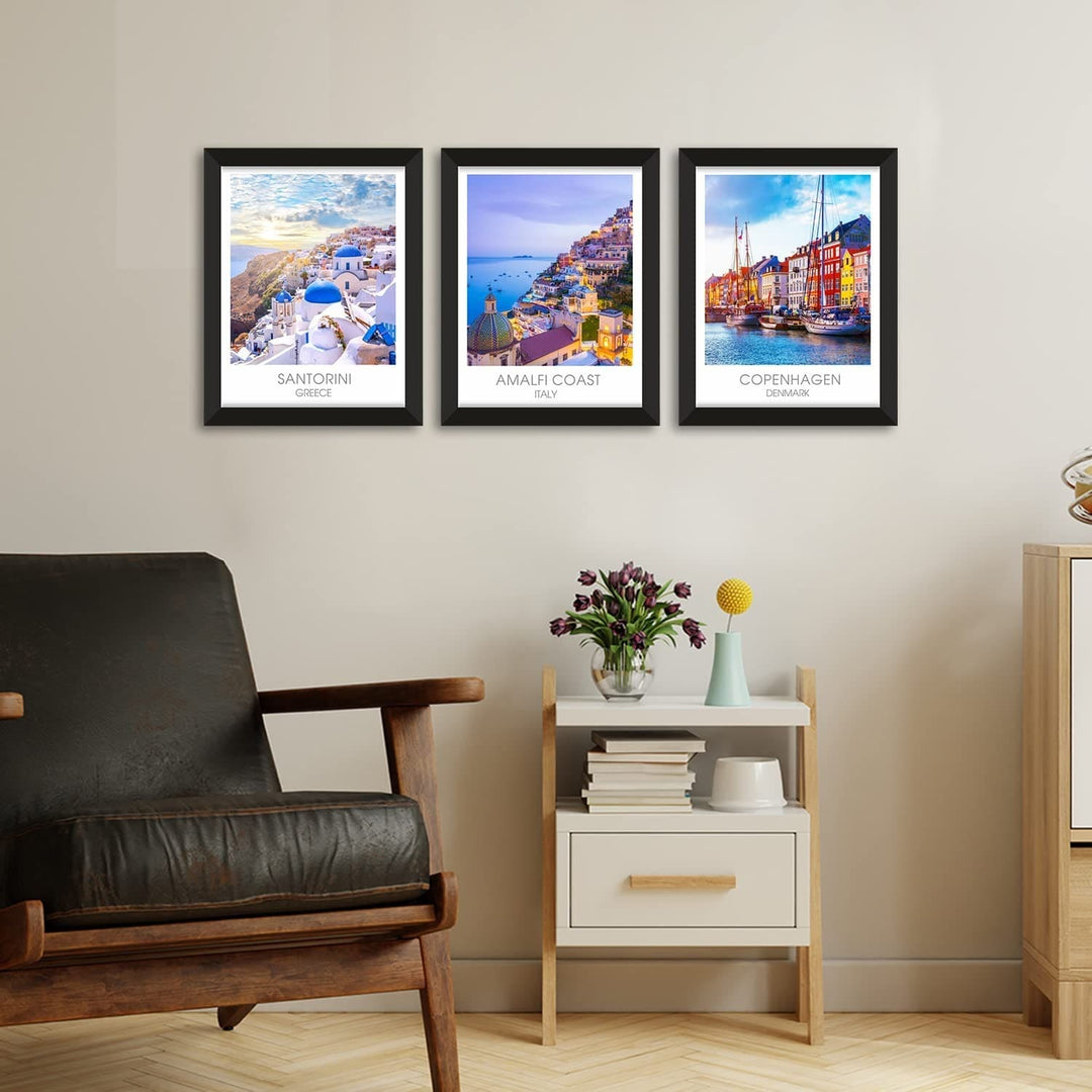 Travel Wall Decor Poster Framed Paintings for Living Room and Office Wall Decoration.