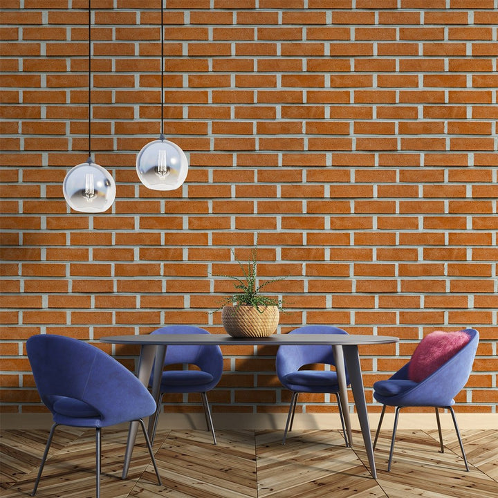 Wooden Color Brick Pattern Wallpaper For Café and Restaurants Wall Decoration