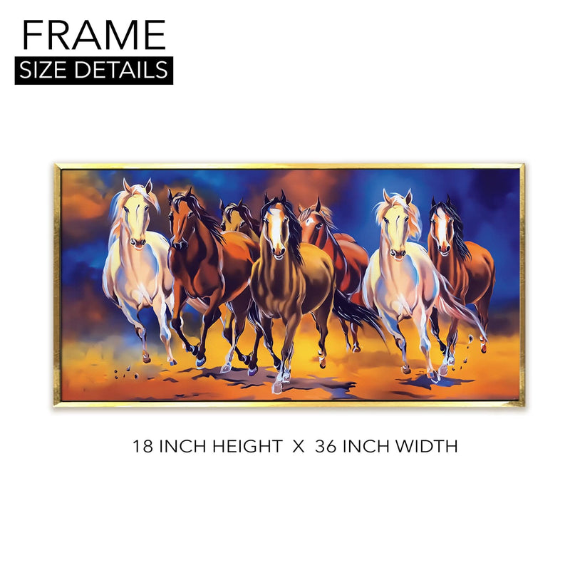 Seven Horses Vastu Canvas painting Framed For Home and Office