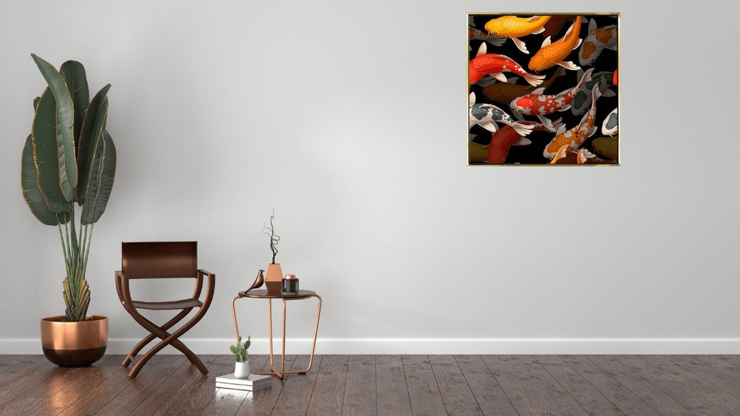 Bring Good Fortune and Serenity Home with Feng Shui Koi Fish Canvas Painting - Paper Plane Design