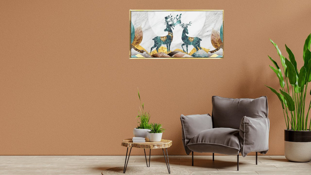 Is Deer Vastu Canvas Painting Good for Living Room Wall Decor? - Paper Plane Design